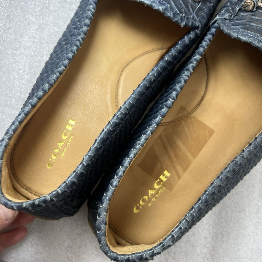 Coach Arlene Leather Loafer Alligator Pattern Teal Blue Womens Sz 11B Slip On - Picture 13 of 13